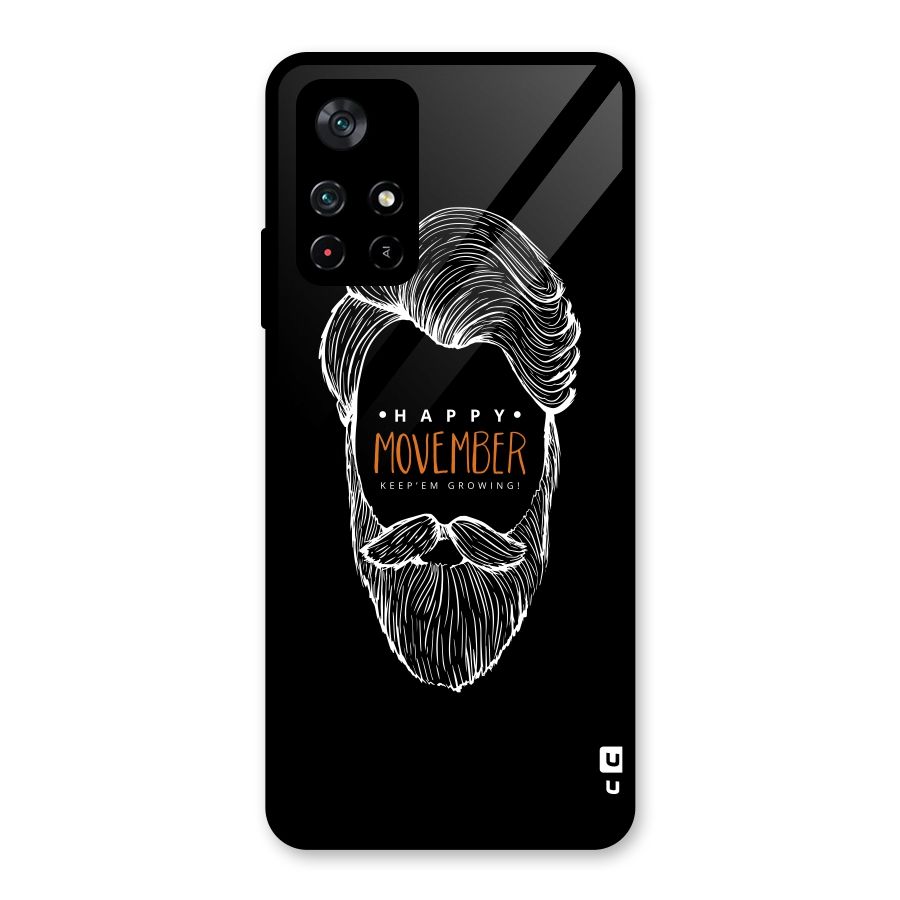 Happy Movember Black Glass Back Case for Poco M4 Pro 5G