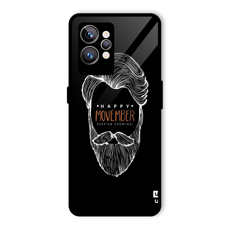 Happy Movember Black Glass Back Case for Realme GT2 Pro