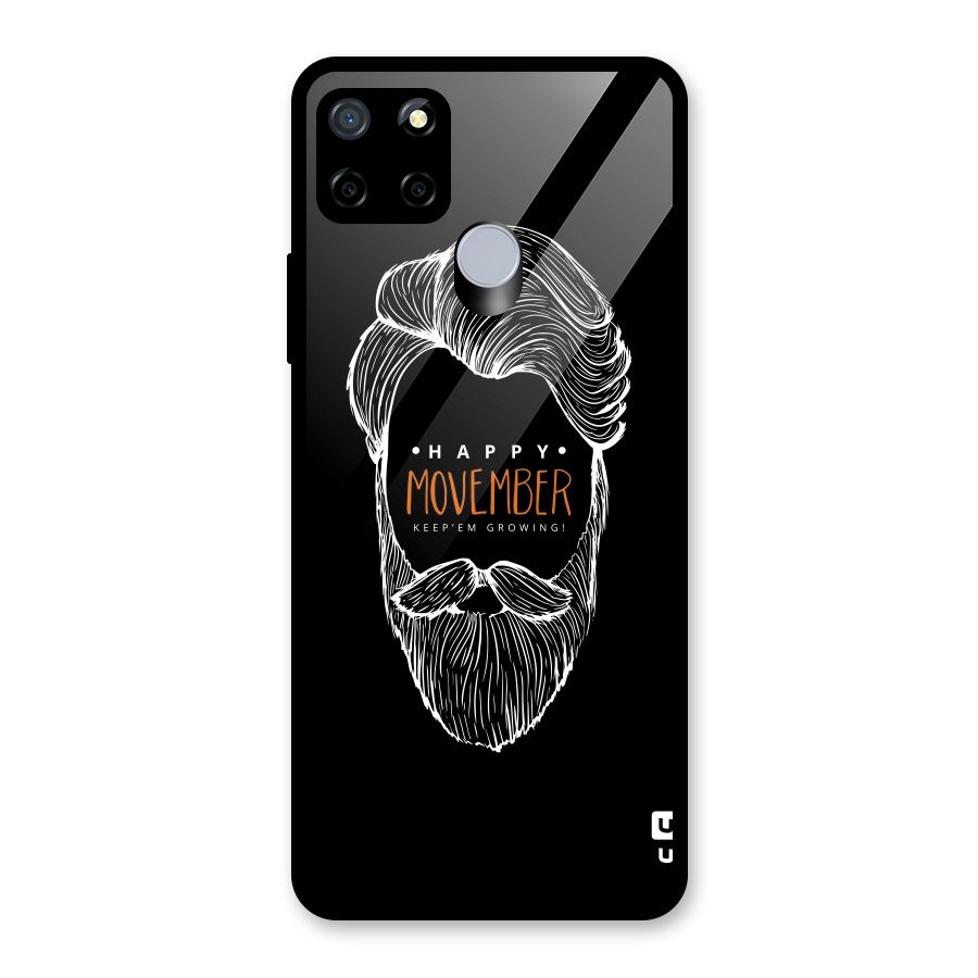 Happy Movember Black Glass Back Case for Realme Narzo 20