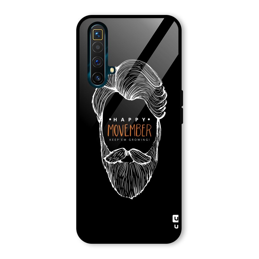 Happy Movember Black Glass Back Case for Realme X3