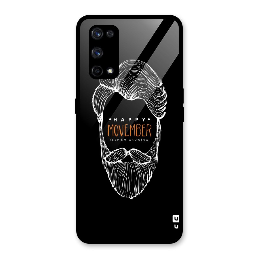 Happy Movember Black Glass Back Case for Realme X7 Pro