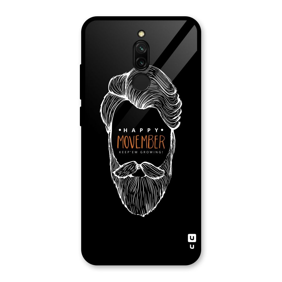 Happy Movember Black Glass Back Case for Redmi 8