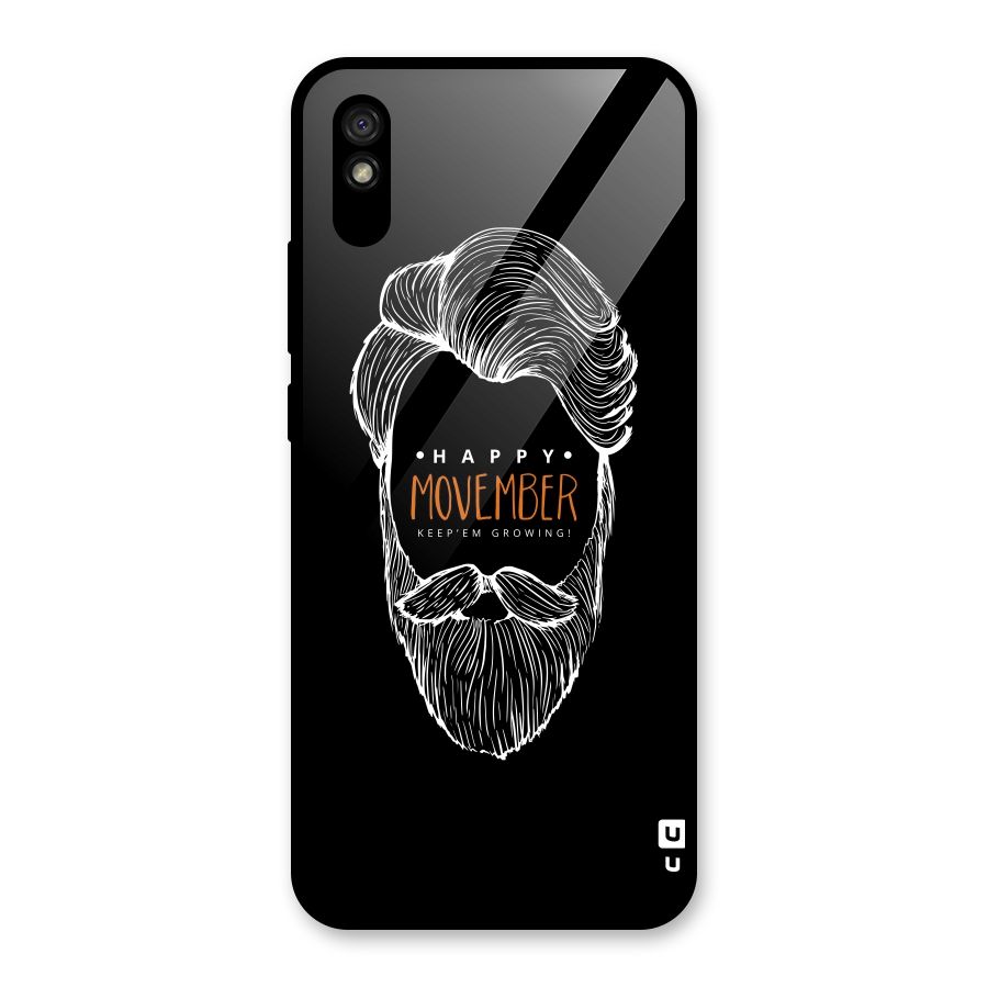 Happy Movember Black Glass Back Case for Redmi 9i