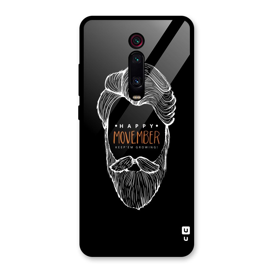 Happy Movember Black Glass Back Case for Redmi K20