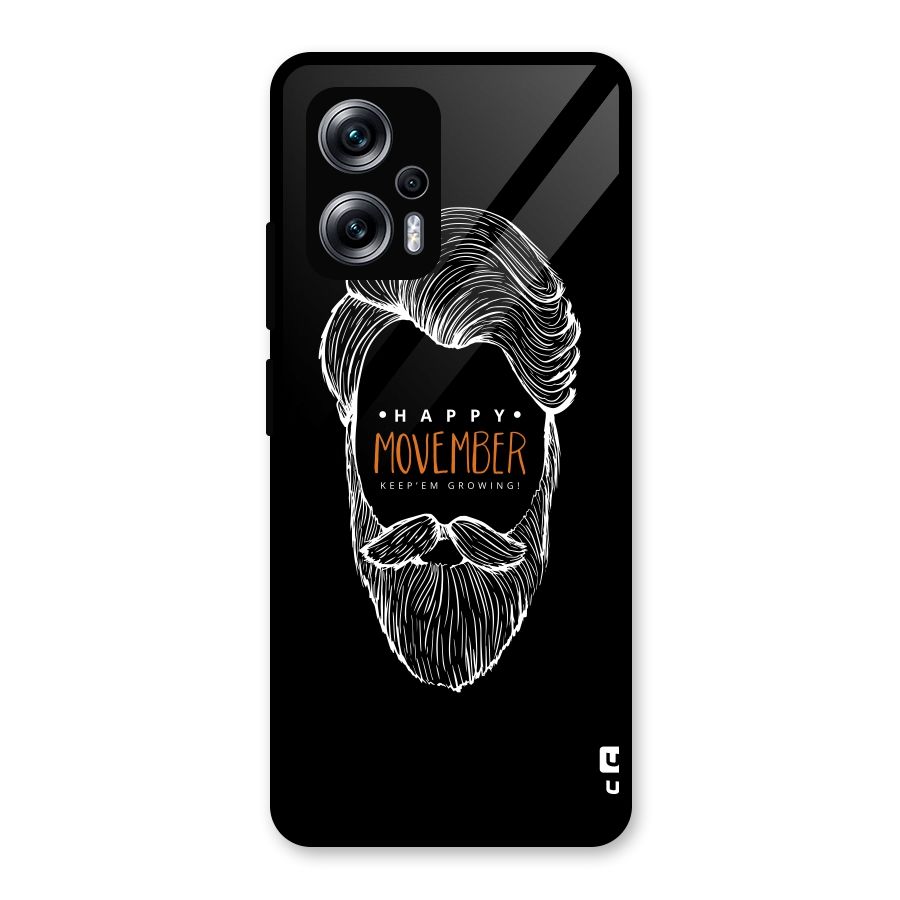 Happy Movember Black Glass Back Case for Redmi K50i