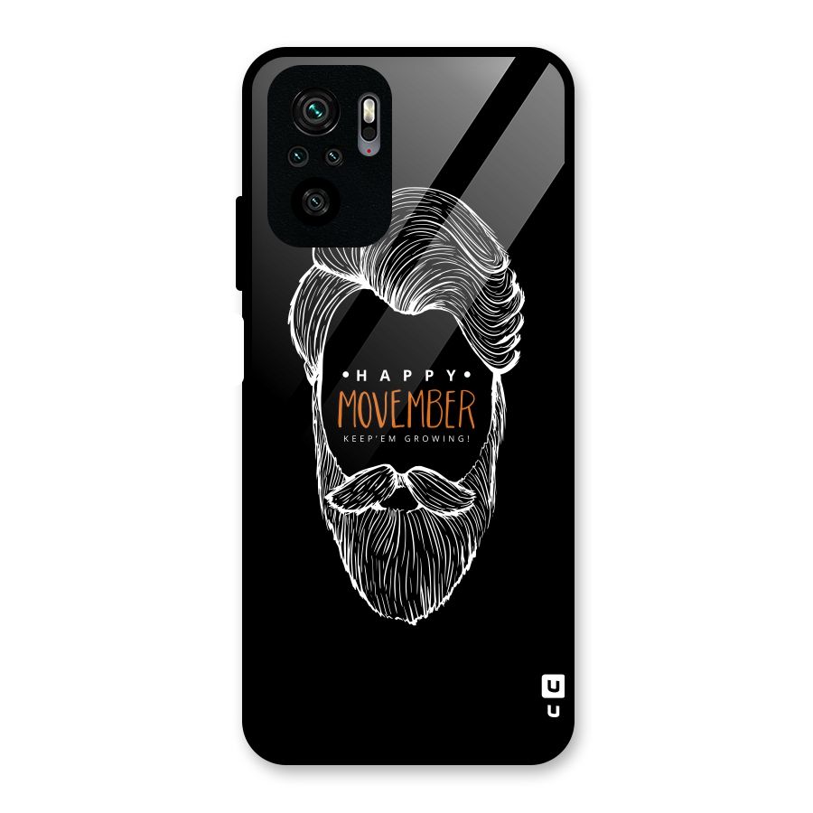 Happy Movember Black Glass Back Case for Redmi Note 10S