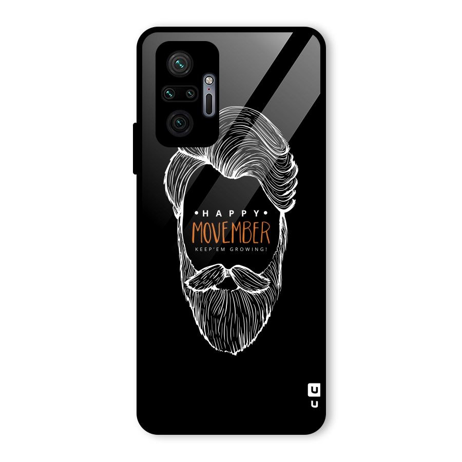 Happy Movember Black Glass Back Case for Redmi Note 10 Pro
