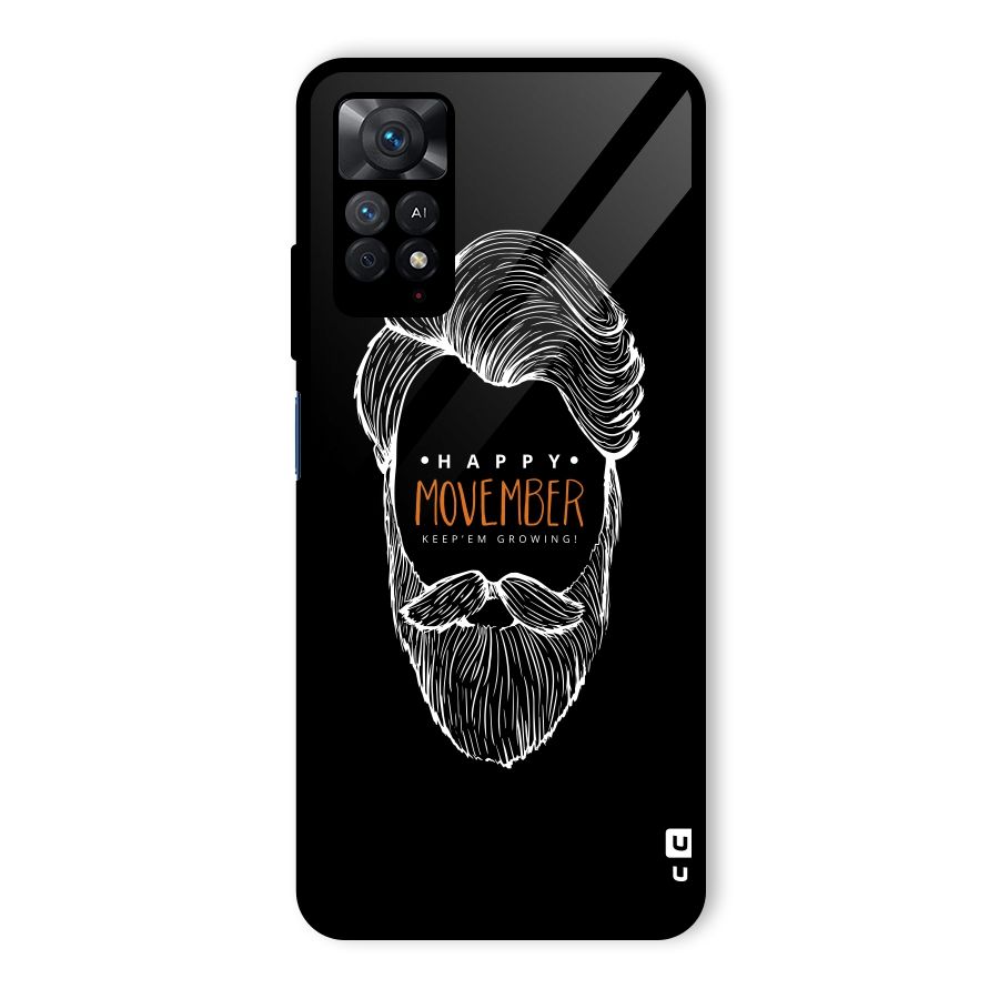 Happy Movember Black Glass Back Case for Redmi Note 11 Pro