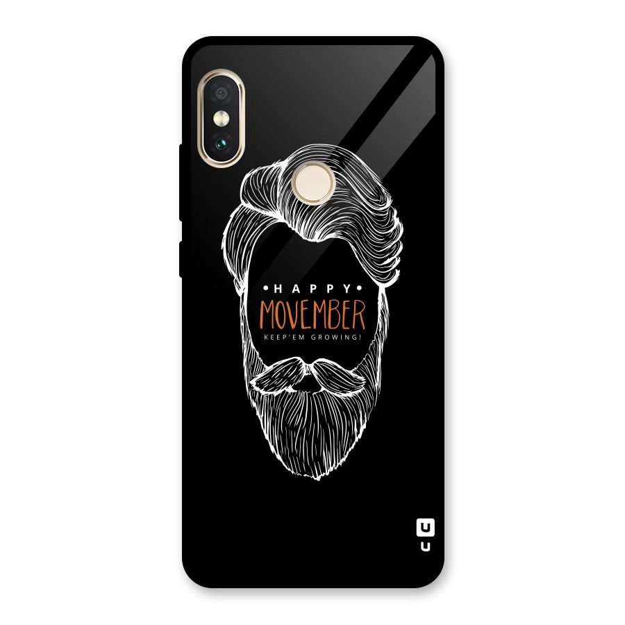 Happy Movember Black Glass Back Case for Redmi Note 5 Pro