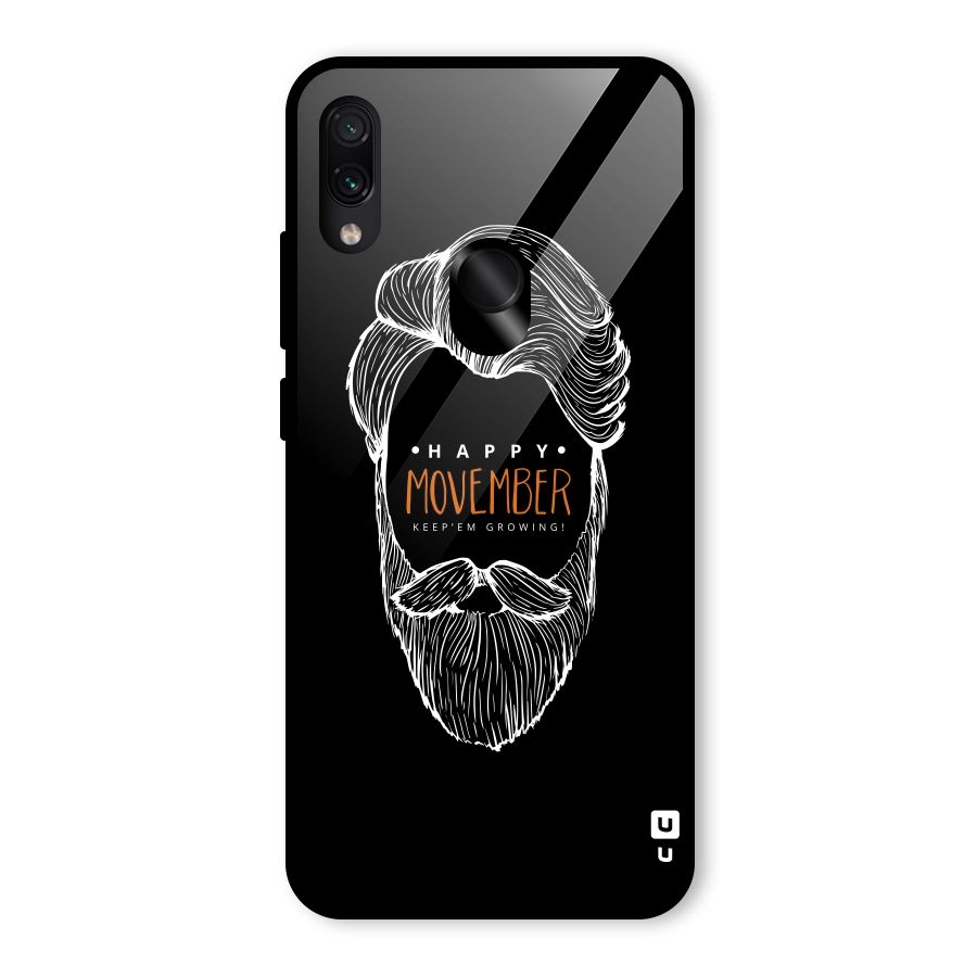 Happy Movember Black Glass Back Case for Redmi Note 7
