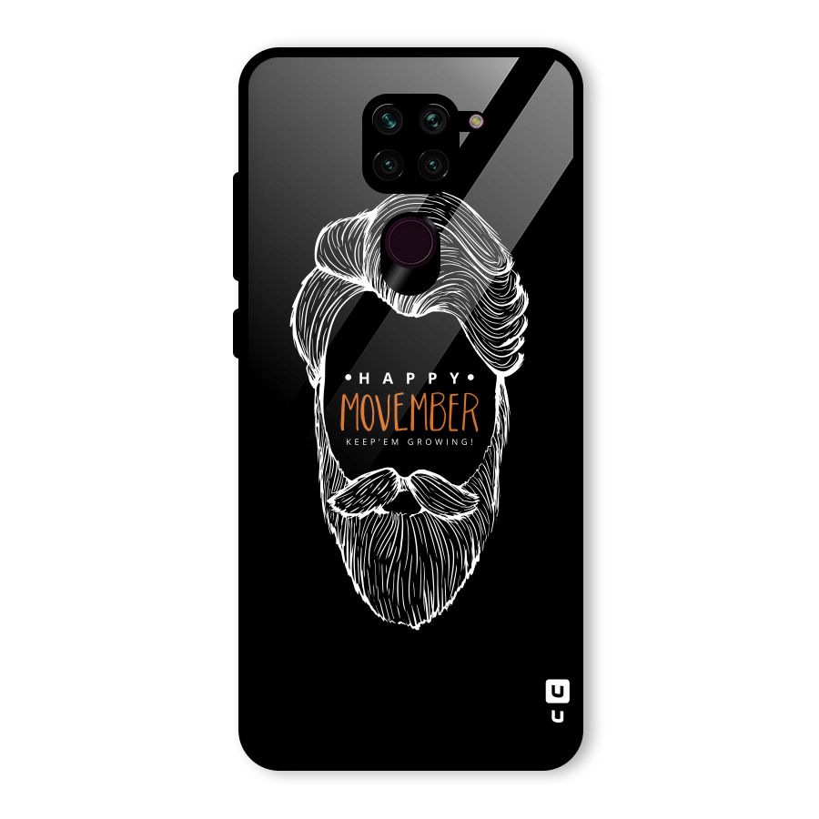 Happy Movember Black Glass Back Case for Redmi Note 9