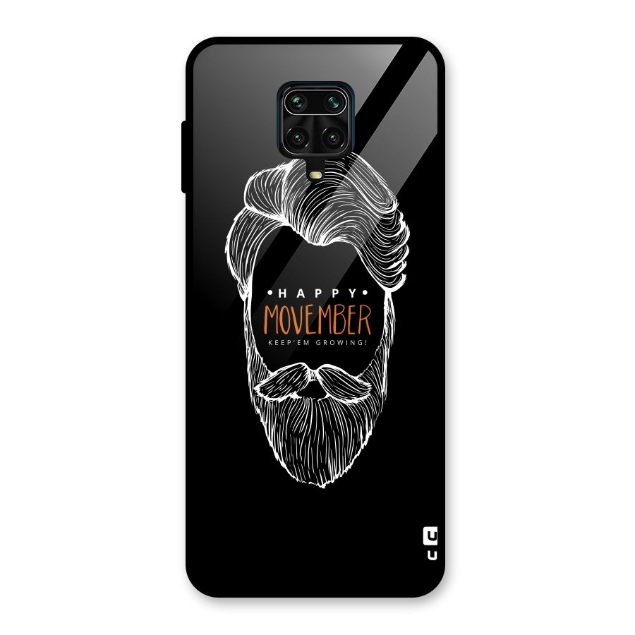 Happy Movember Black Glass Back Case for Redmi Note 9 Pro Max