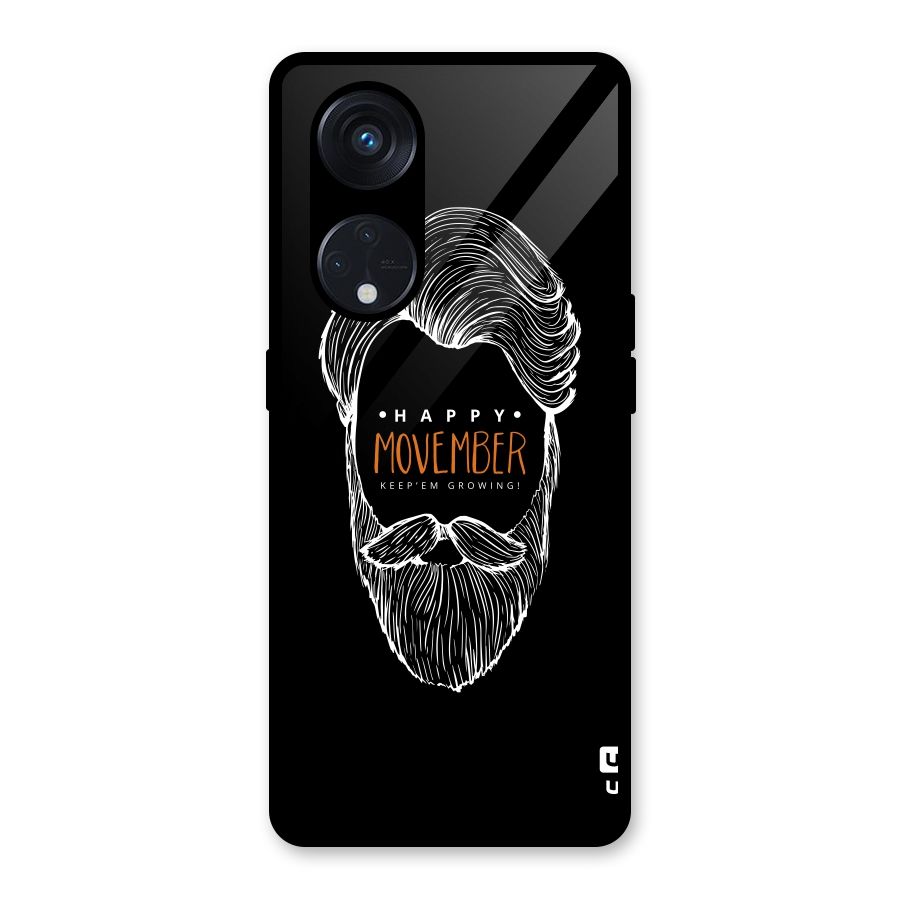 Happy Movember Black Glass Back Case for Reno8 T 5G