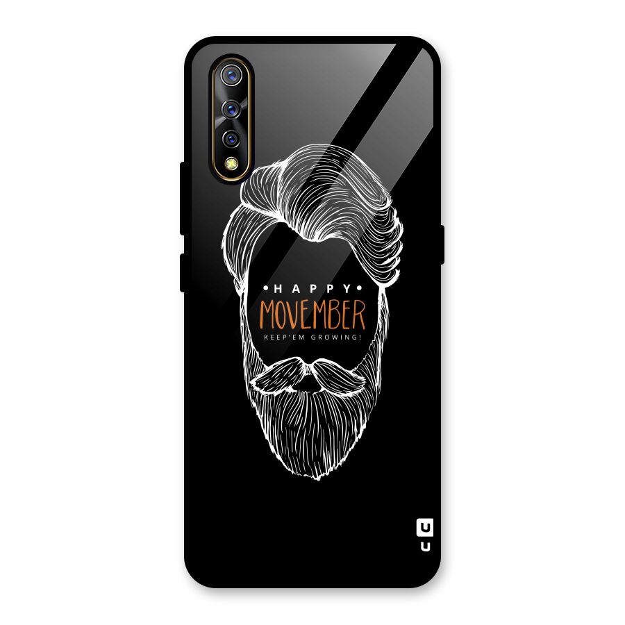 Happy Movember Black Glass Back Case for Vivo S1