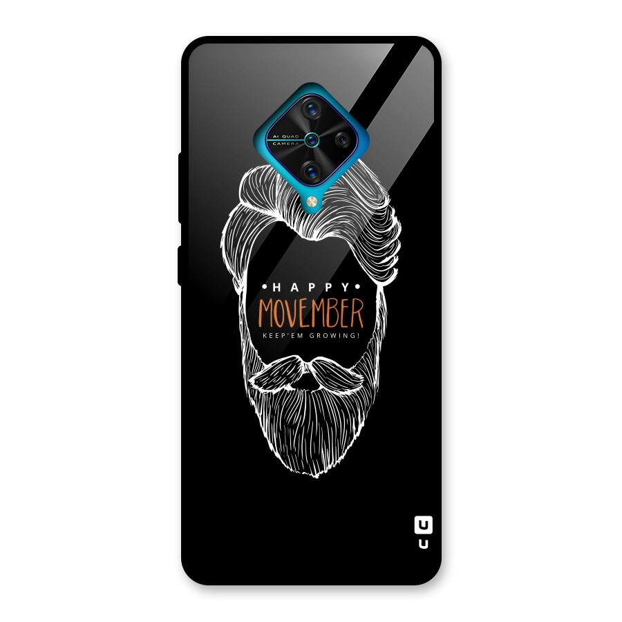 Happy Movember Black Glass Back Case for Vivo S1 Pro