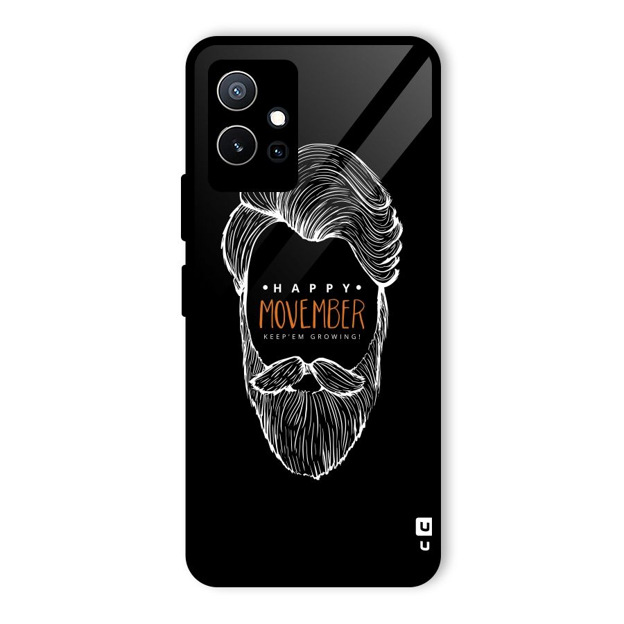 Happy Movember Black Glass Back Case for Vivo T1 5G