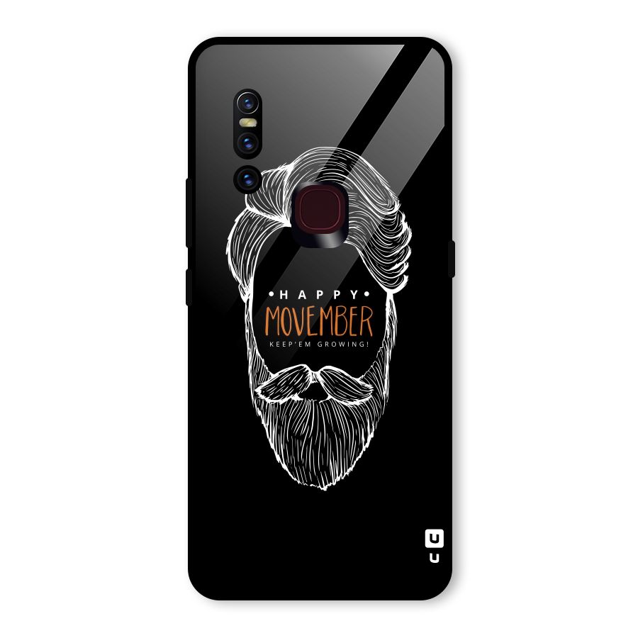 Happy Movember Black Glass Back Case for Vivo V15