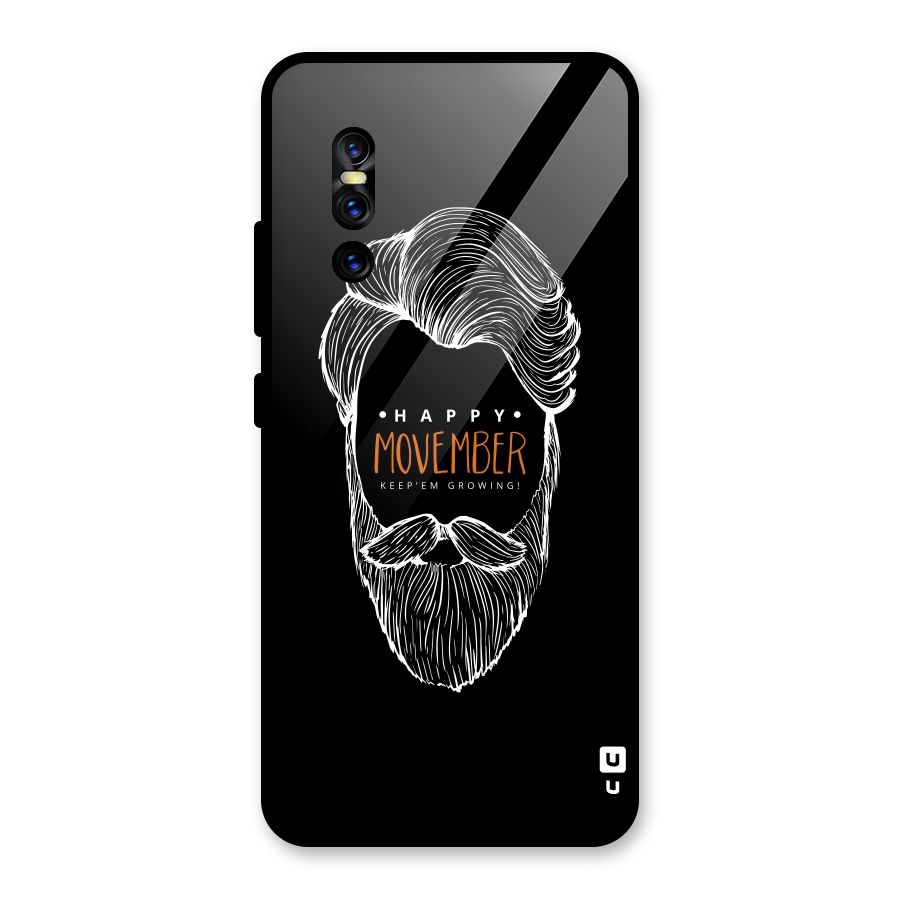 Happy Movember Black Glass Back Case for Vivo V15 Pro