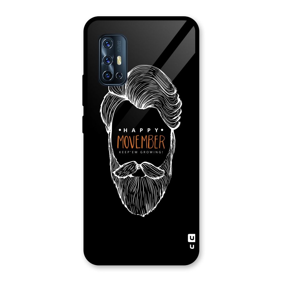 Happy Movember Black Glass Back Case for Vivo V17