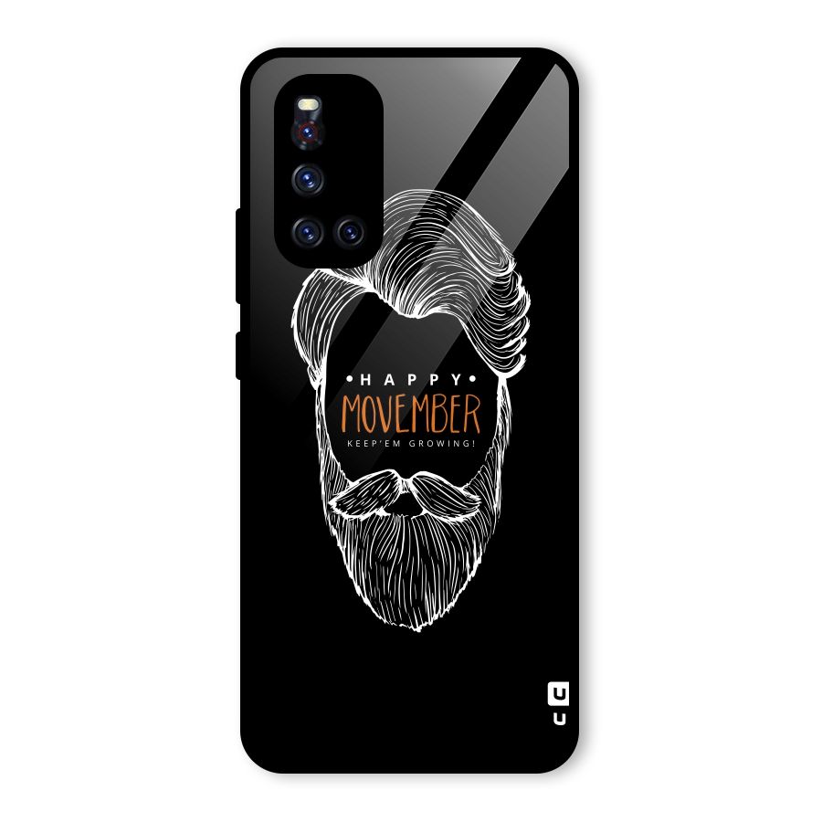 Happy Movember Black Glass Back Case for Vivo V19