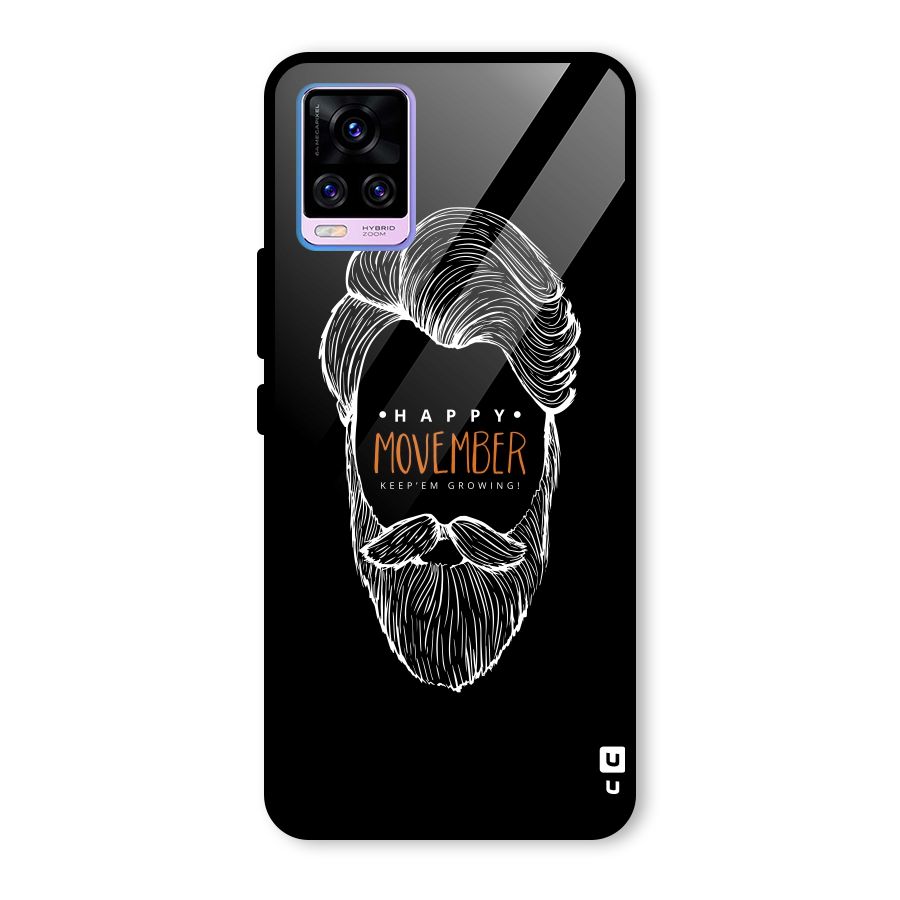 Happy Movember Black Glass Back Case for Vivo V20 Pro