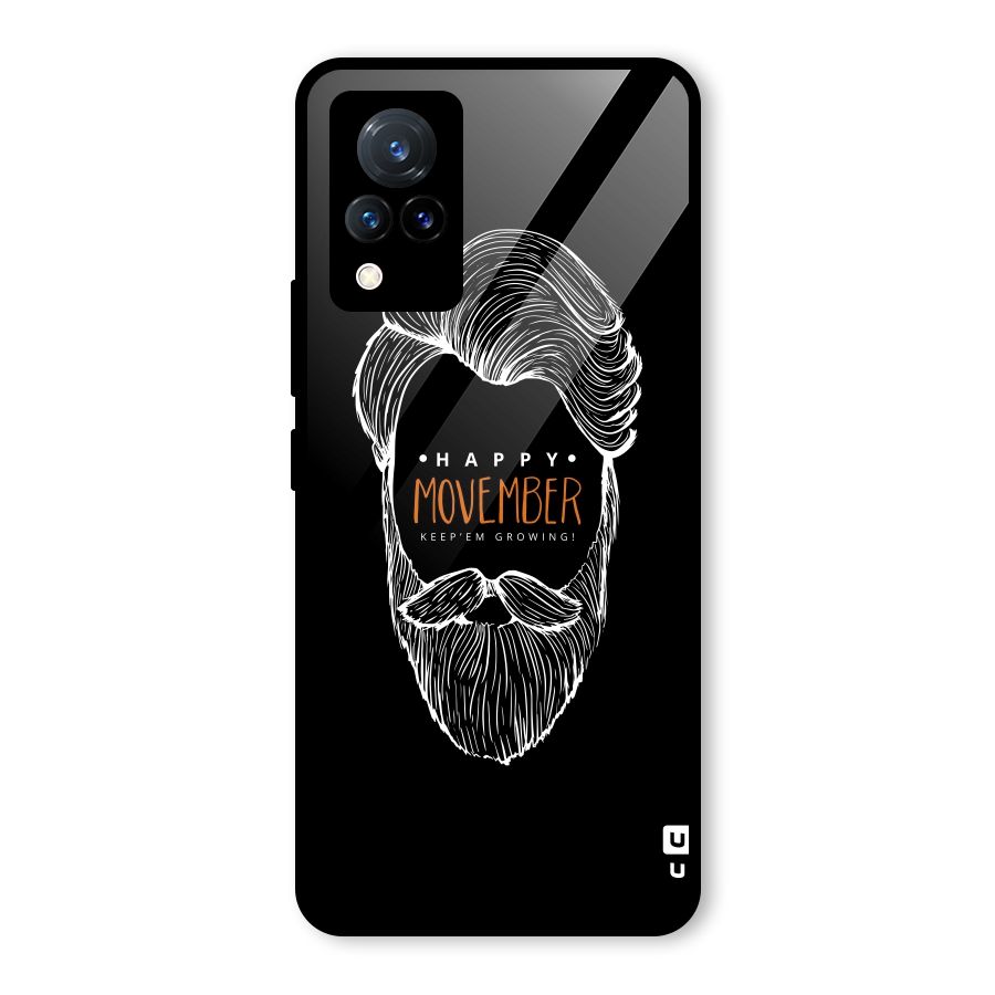 Happy Movember Black Glass Back Case for Vivo V21 5G