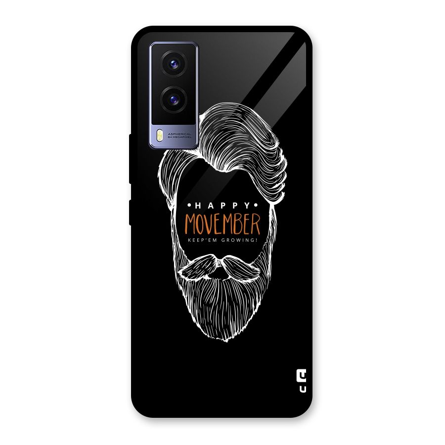 Happy Movember Black Glass Back Case for Vivo V21e 5G
