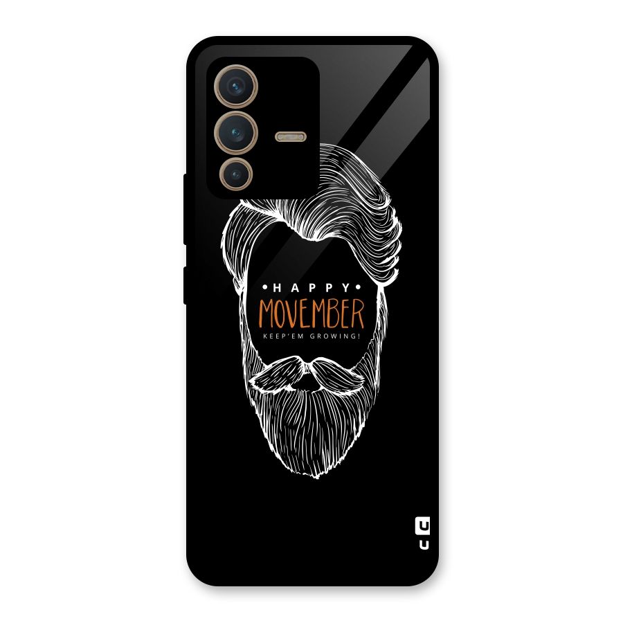 Happy Movember Black Glass Back Case for Vivo V23 5G