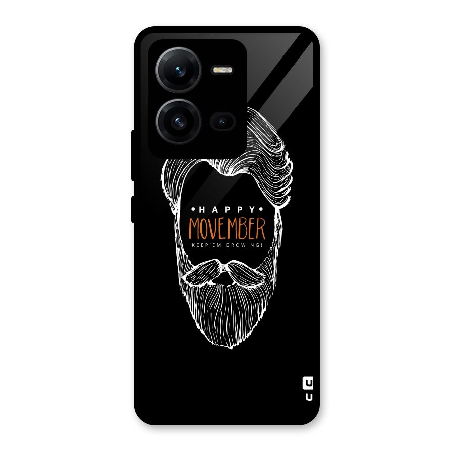 Happy Movember Black Glass Back Case for Vivo V25