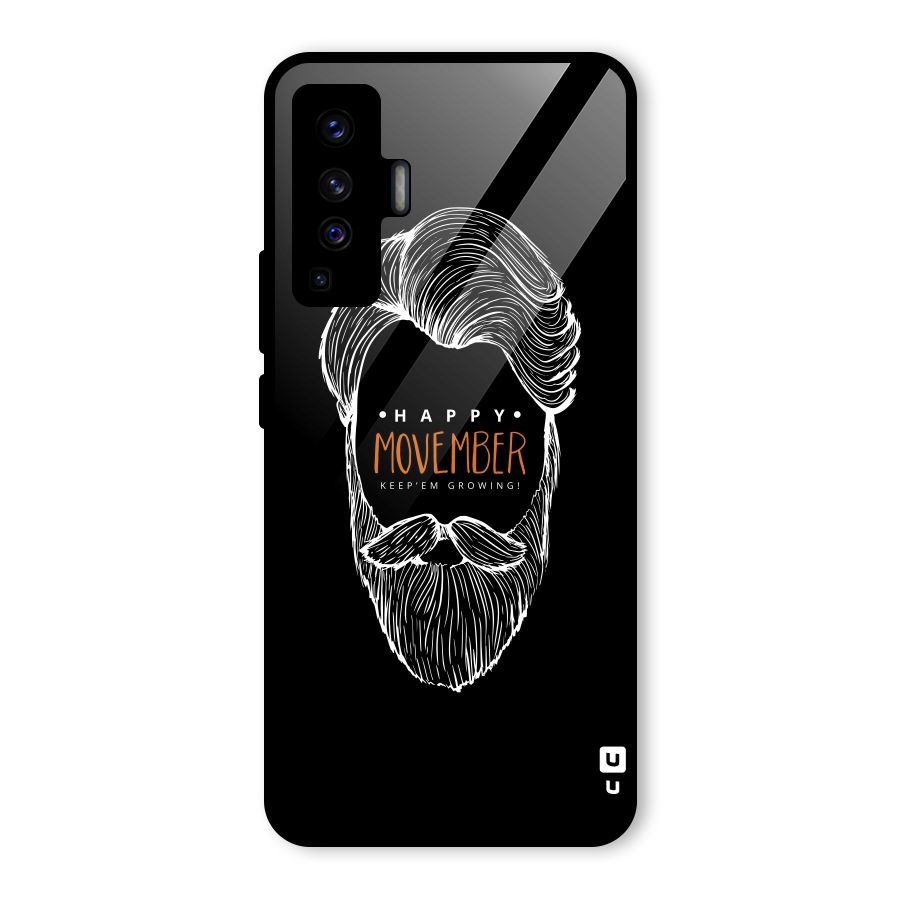 Happy Movember Black Glass Back Case for Vivo X50