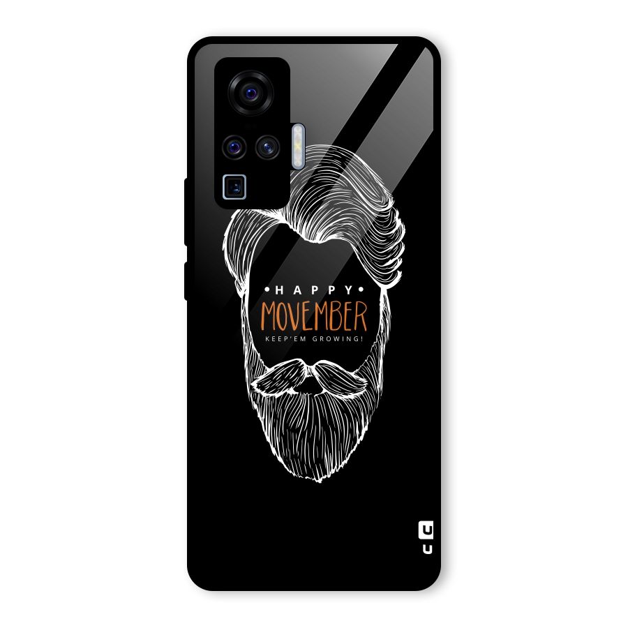 Happy Movember Black Glass Back Case for Vivo X50 Pro