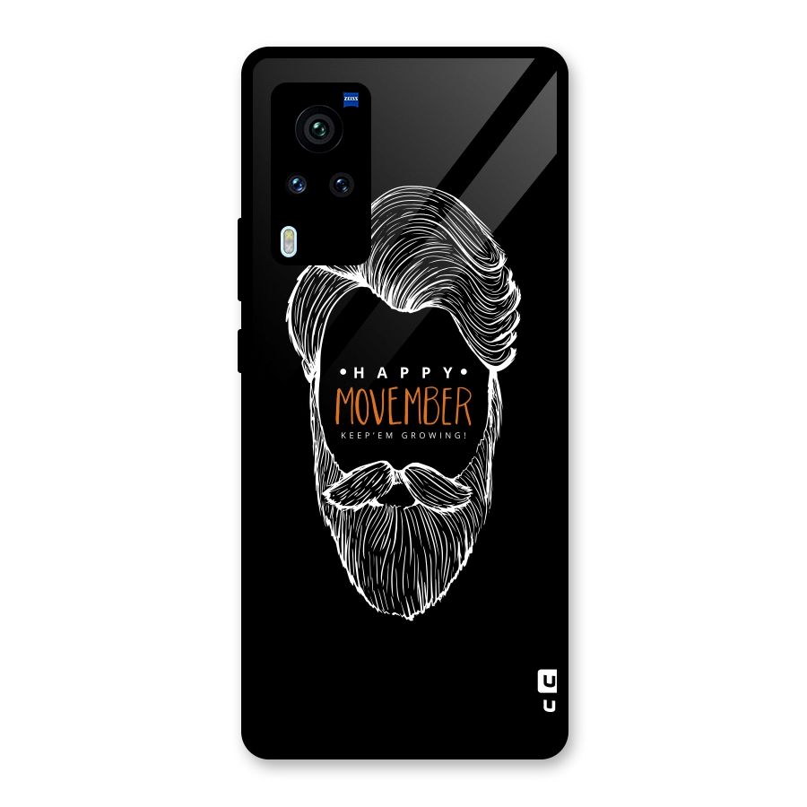 Happy Movember Black Glass Back Case for Vivo X60 Pro