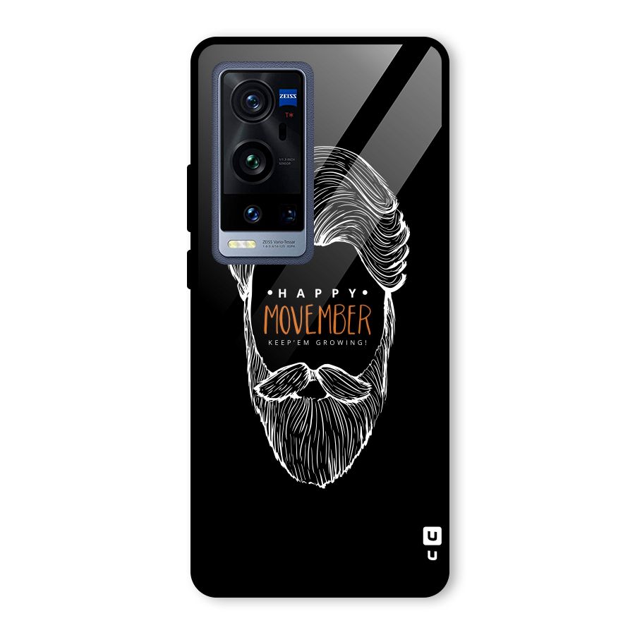 Happy Movember Black Glass Back Case for Vivo X60 Pro Plus