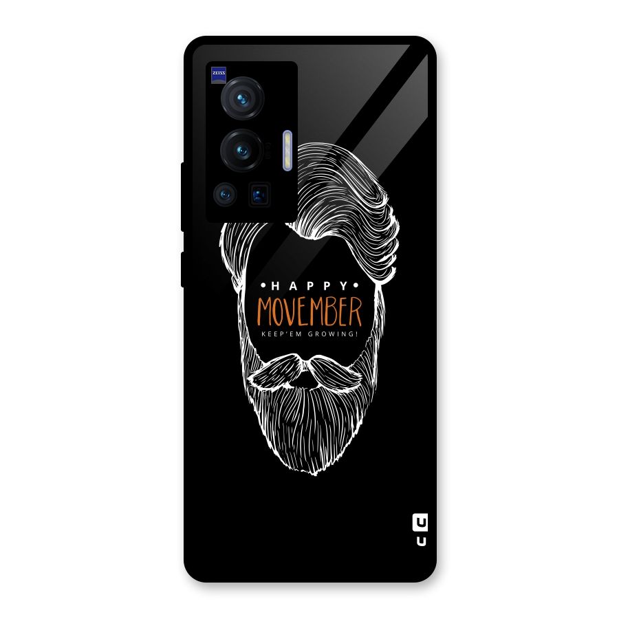 Happy Movember Black Glass Back Case for Vivo X70 Pro