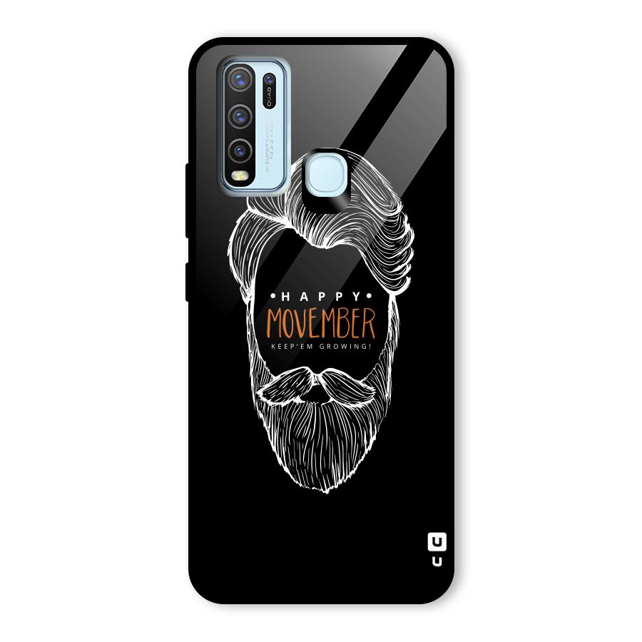Happy Movember Black Glass Back Case for Vivo Y30