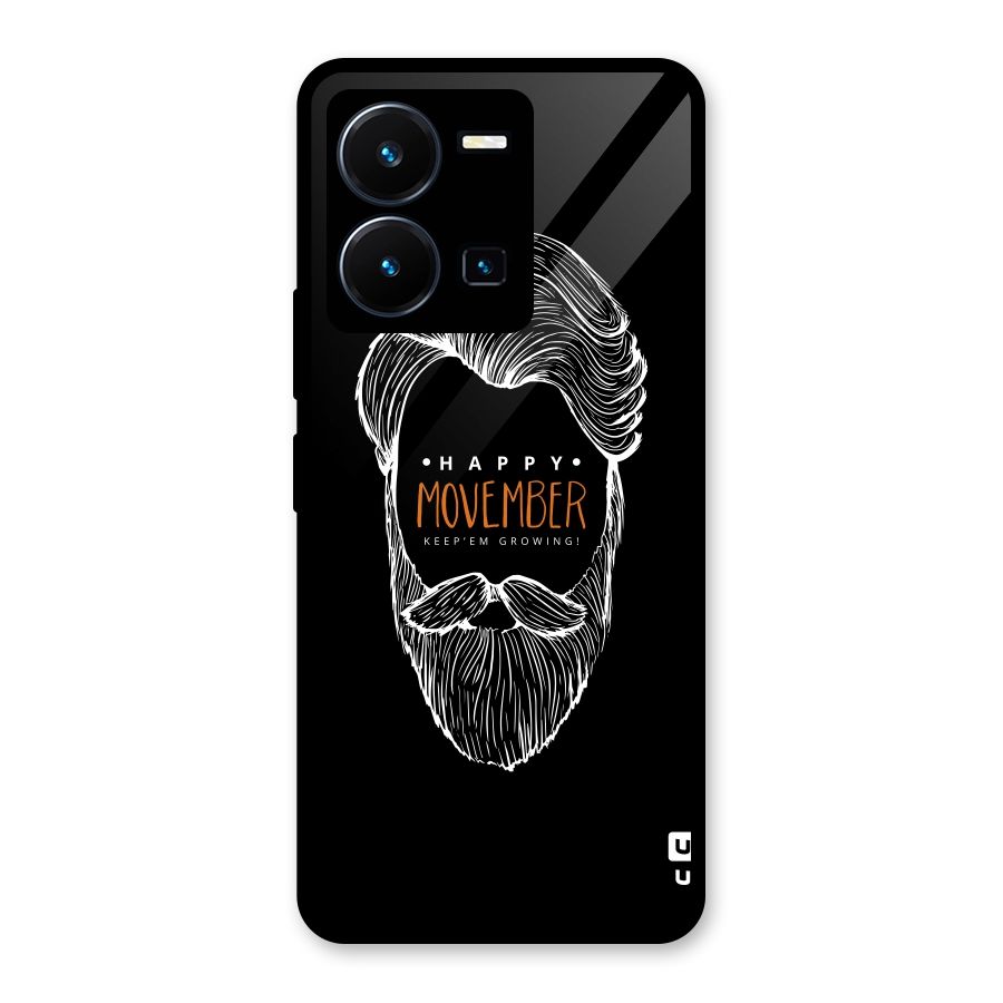 Happy Movember Black Glass Back Case for Vivo Y35