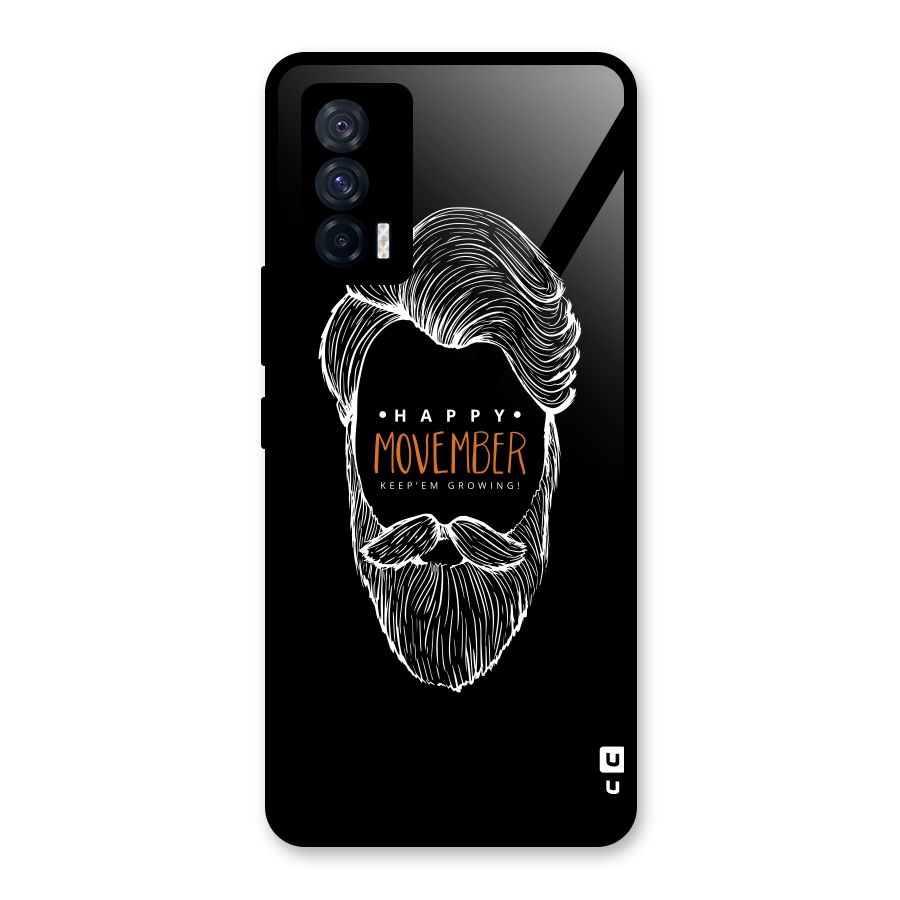 Happy Movember Black Glass Back Case for Vivo iQOO 7 5G