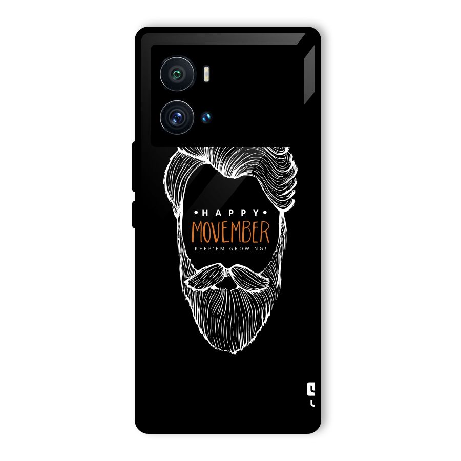 Happy Movember Black Glass Back Case for Vivo iQOO 9 Pro