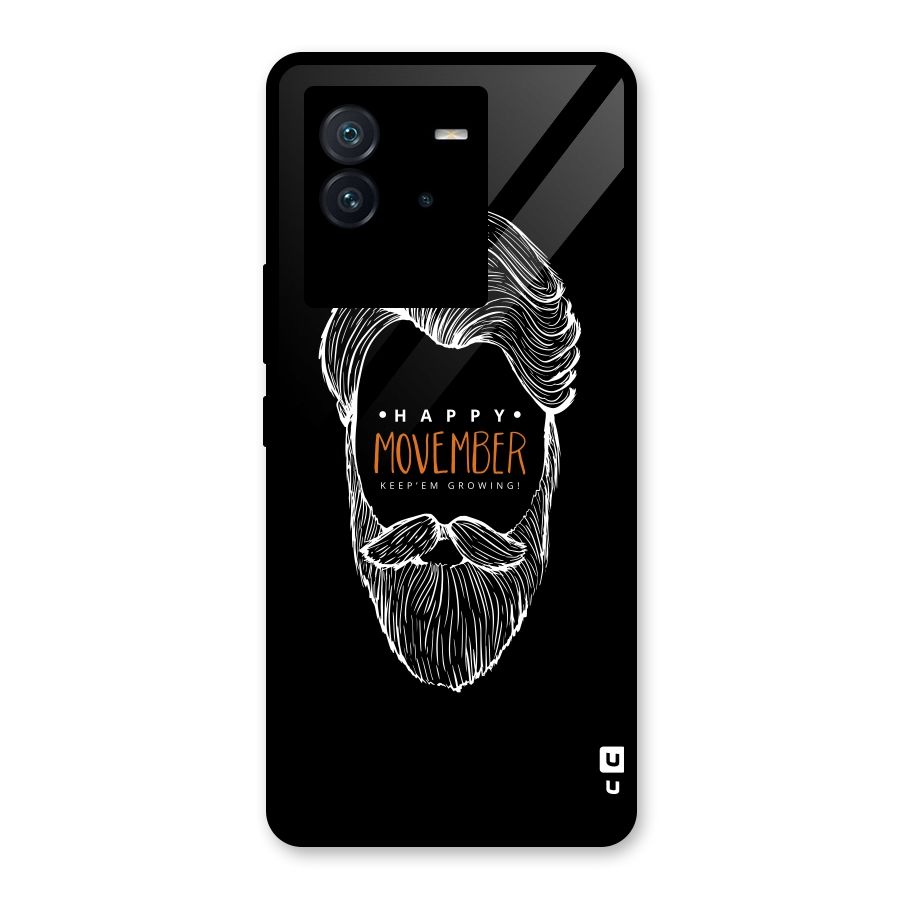 Happy Movember Black Glass Back Case for Vivo iQOO Neo 6 5G