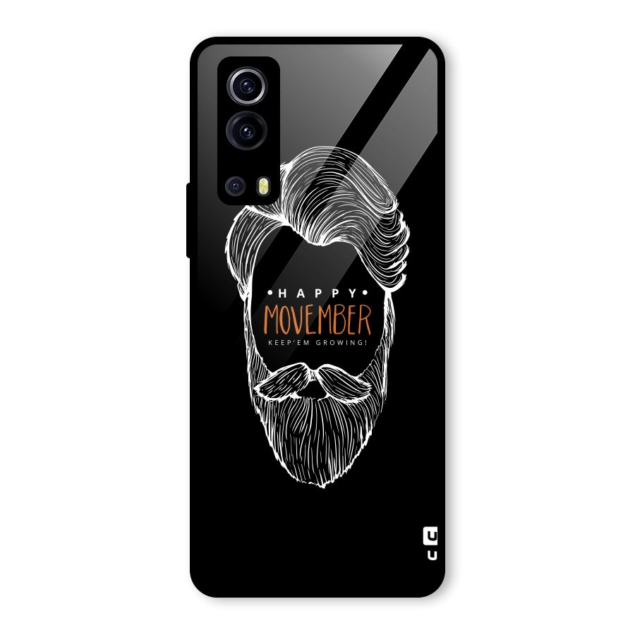 Happy Movember Black Glass Back Case for Vivo iQOO Z3