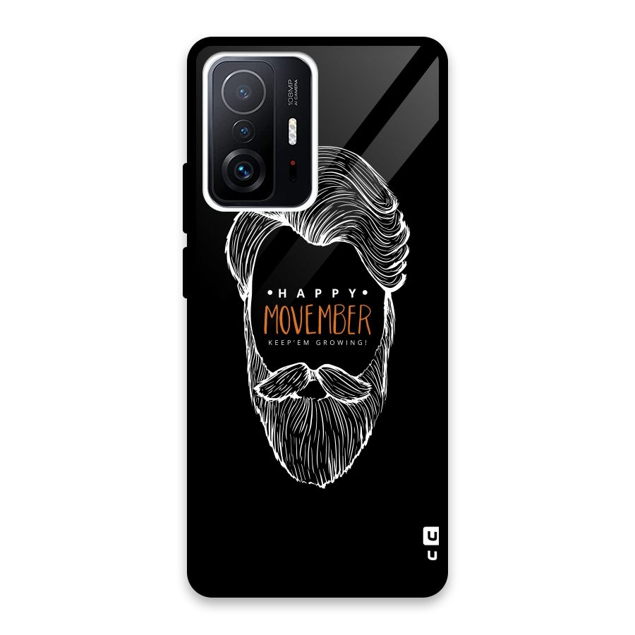 Happy Movember Black Glass Back Case for Xiaomi 11T Pro