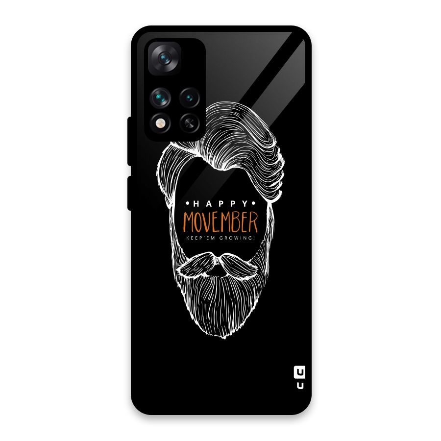 Happy Movember Black Glass Back Case for Xiaomi 11i HyperCharge 5G