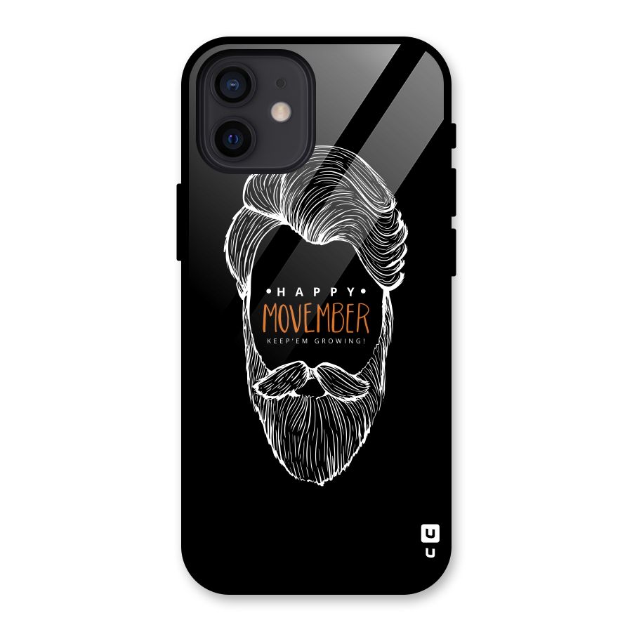 Happy Movember Black Glass Back Case for iPhone 12