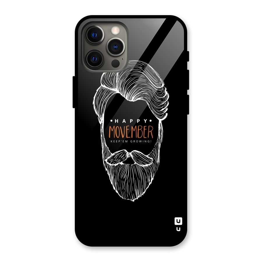 Happy Movember Black Glass Back Case for iPhone 12 Pro Max