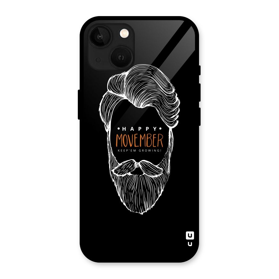 Happy Movember Black Glass Back Case for iPhone 13