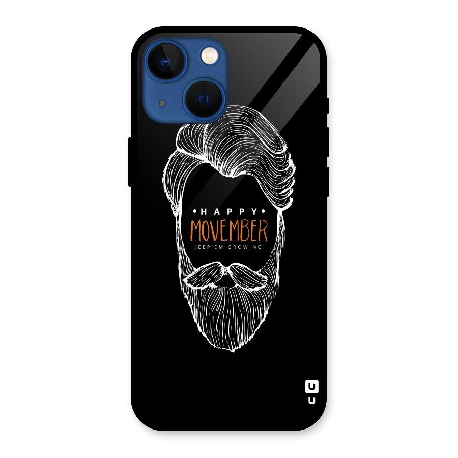 Happy Movember Black Glass Back Case for iPhone 13 Mini