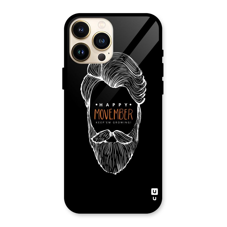 Happy Movember Black Glass Back Case for iPhone 13 Pro Max