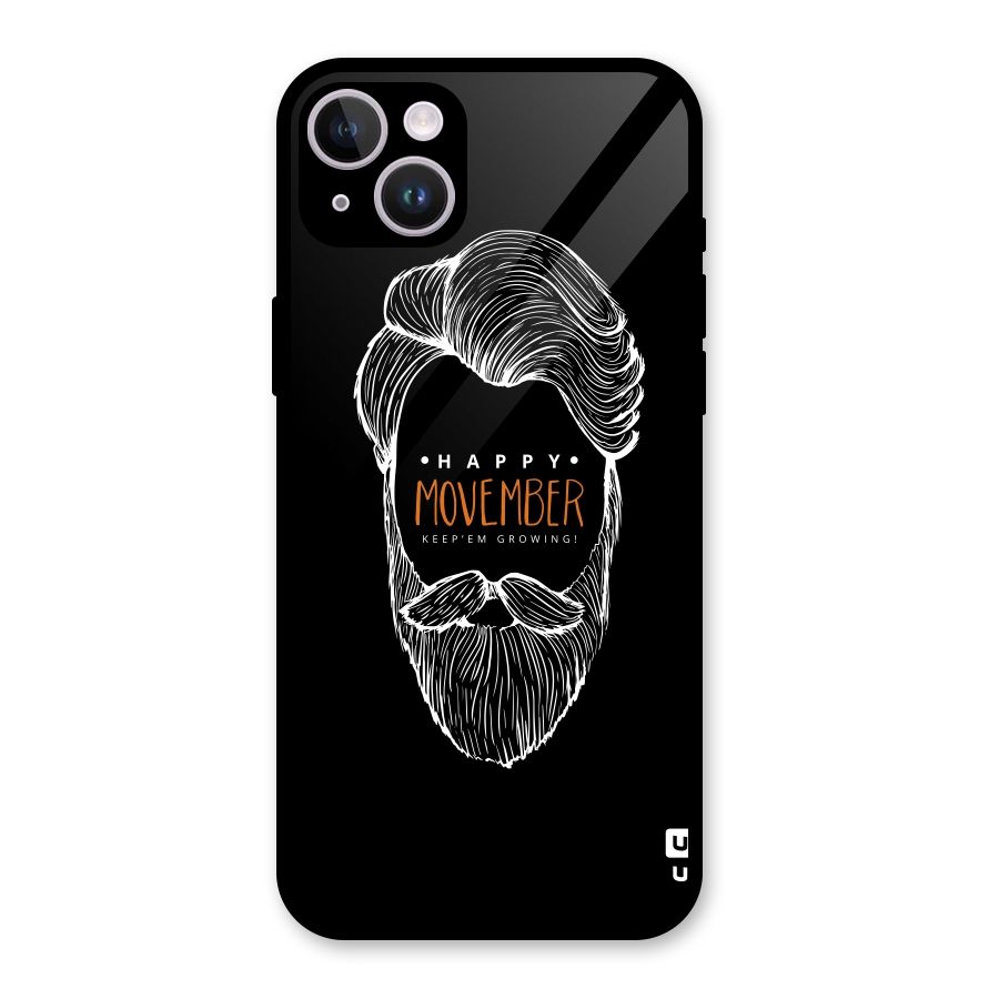 Happy Movember Black Glass Back Case for iPhone 14 Plus