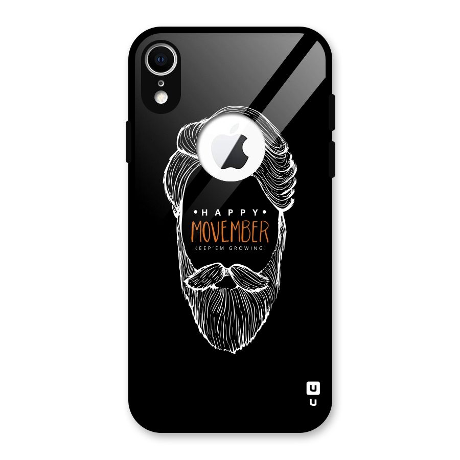 Happy Movember Black Glass Back Case for iPhone XR Logo Cut