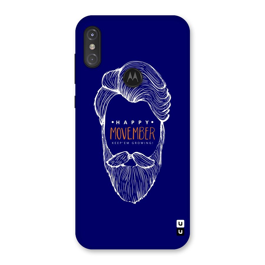 Happy Movember Blue Back Case for Motorola One Power